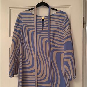 Blue and Beige Striped Dress